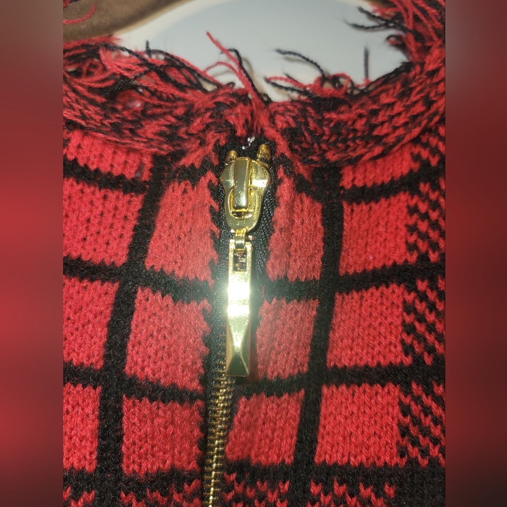 Venus Red/ Black Button Detail Sweater Dress - Picture 5 of 11